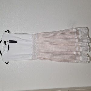 NWT White Pleated Lace Crochet Midi Dress with pockets Vfshow Vfemage 3XL